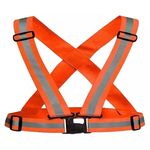 Shopking Cross Belt Reflective Jacket Free Size Orange (Pack of 10 Pcs)