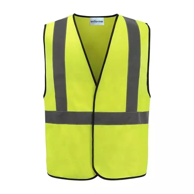 Uniformer V-Neck Shape Reflective Safety Jacket Polyester Unisex Regular Fit for Construction & Road Safety Use