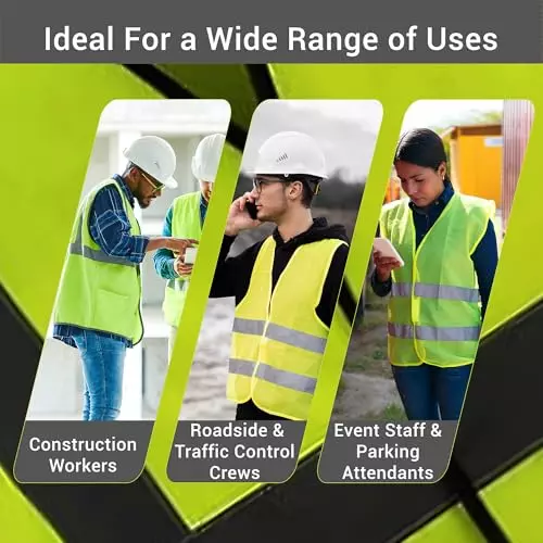 Uniformer V-Neck Shape Reflective Safety Jacket Yellow Polyester Unisex Regular Fit for Construction & Road Safety Use