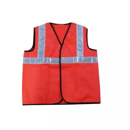 Shopking Polyster Safety Waistcoats/Reflective Jacket 60 GSM Free Size Red, V4You-202 (Pack of 20 Pcs)