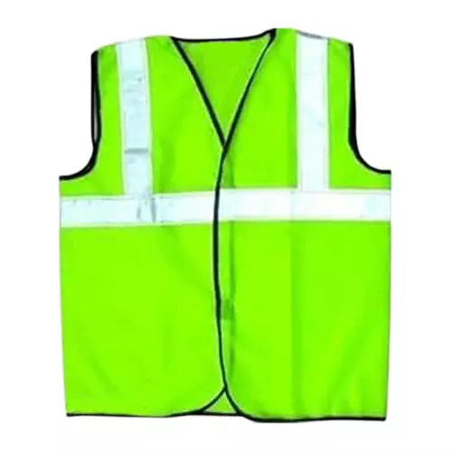Shopking Polyster Reflective Safety Jacket 120 GSM Free Size Green, V4You-2011 (Pack of 10 Pcs)