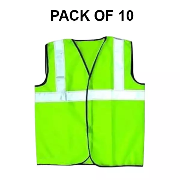 shopking-polyster-reflective-safety-jacket-120-gsm-free-size-green-v4you-2011-pack-of-10-pcs
