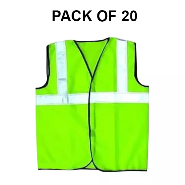 shopking-polyster-reflective-safety-jacket-120-gsm-free-size-green-v4you-2011-pack-of-20-pcs