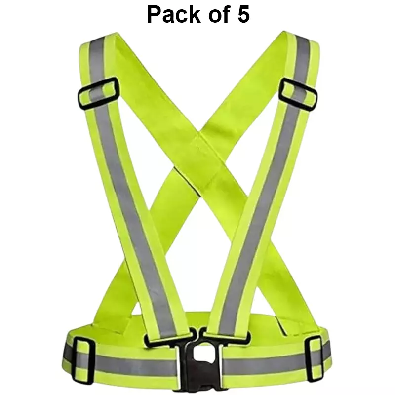 angelsafe-safety-cross-belt-green-color-free-size-made-of-polyester-reflective-pattern-ideal-for-unisex-pack-of-5