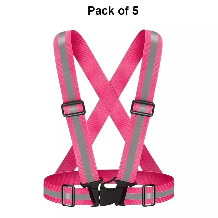angelsafe-safety-cross-belt-pink-color-free-size-made-of-polyester-reflective-pattern-ideal-for-unisex-pack-of-5