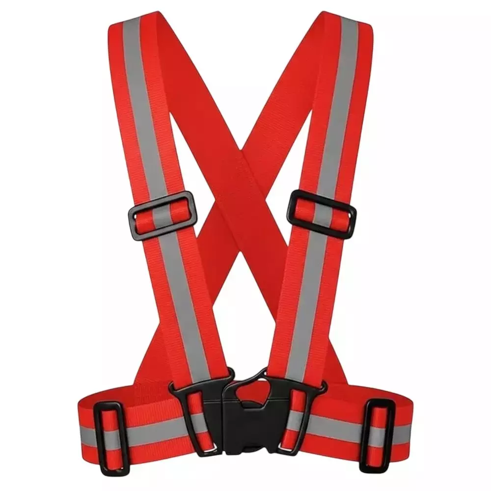 ANGELSAFE Safety Cross Belt High Visibility Polyester Material Regular Fit Free Size Red Color (Pack of 10 Pcs)