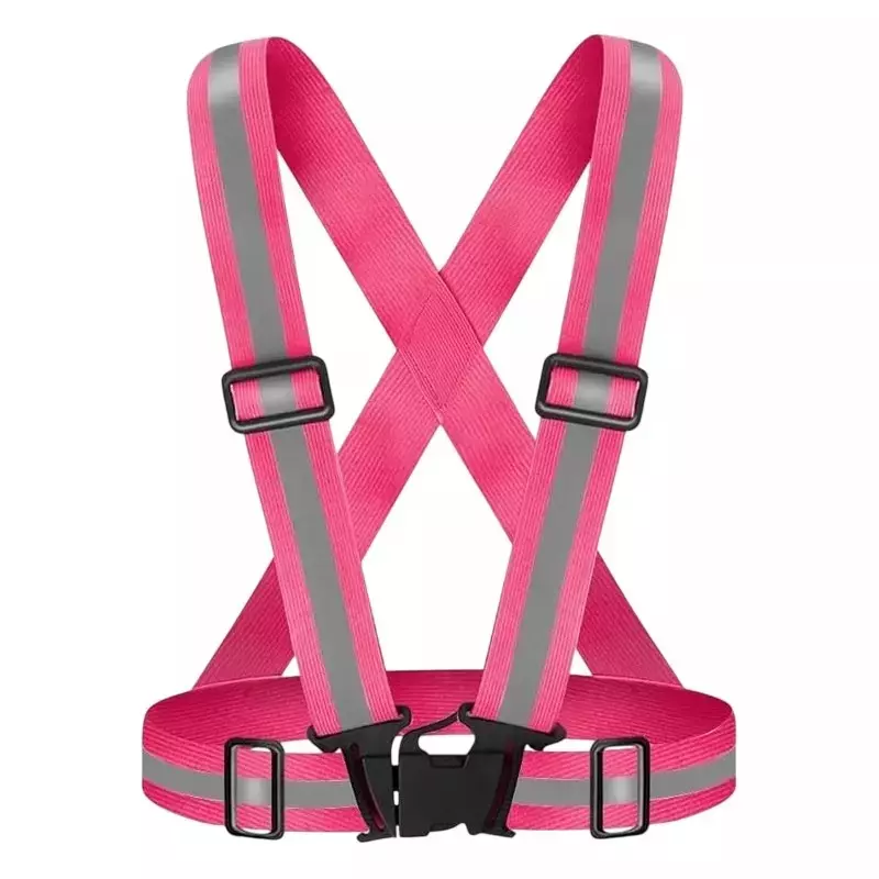 ANGELSAFE Safety Cross Belt High Visibility Polyester Material Regular Fit Free Size Pink Color (Pack of 10 Pcs)
