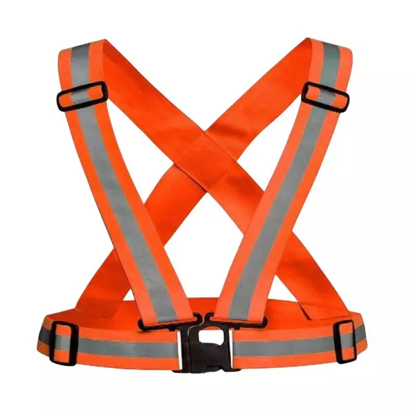 Warnmat Polyester Safety Cross Belt Jacket With Reflective Strip Free Size Orange (Pack of 20)