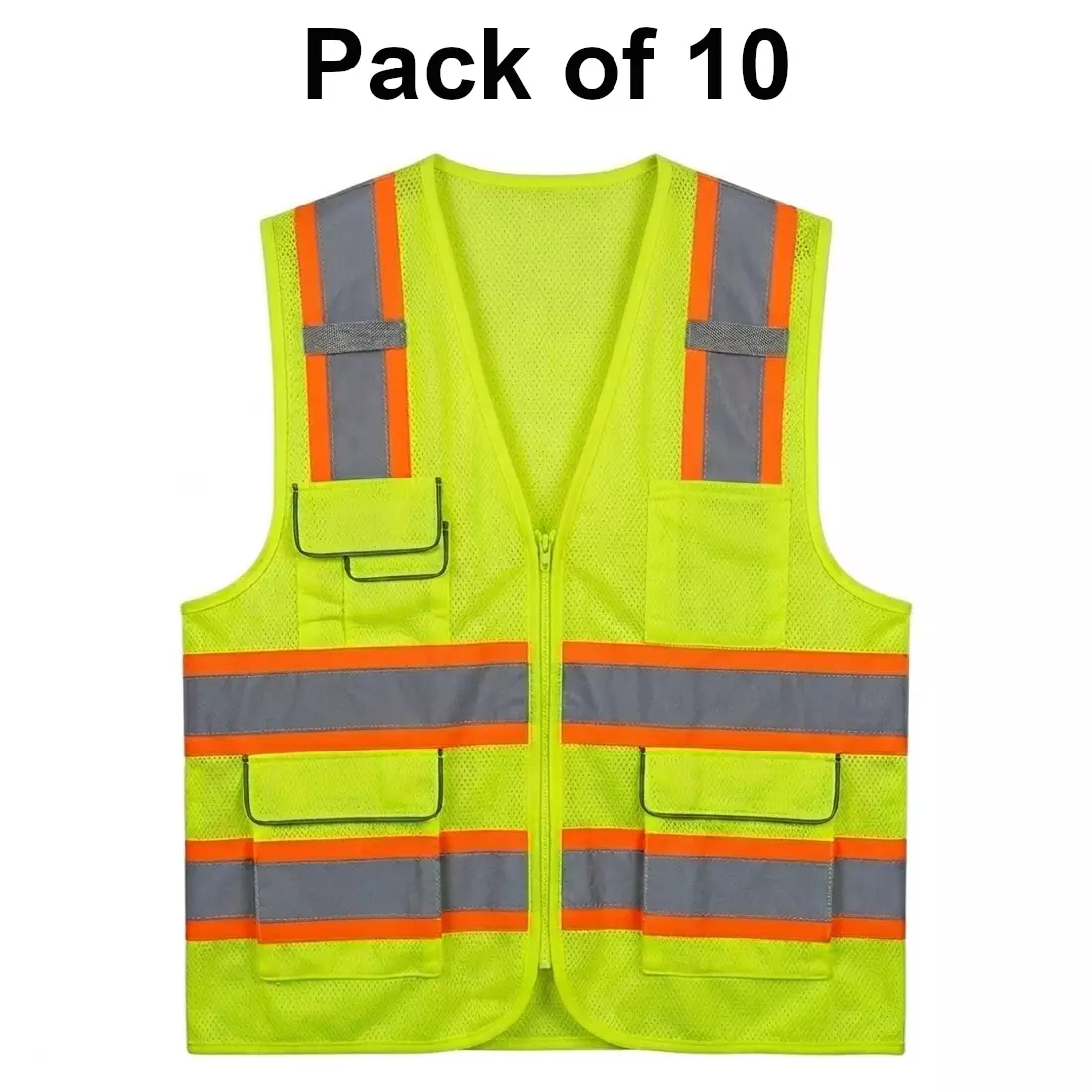 warnmat-reflective-safety-jacket-free-size-120-gsm-green-color-for-industrial-safety-workplace-wm-rsj-04-pack-of-10