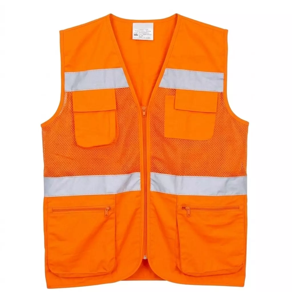 Warnmat Reflective Safety Jacket Free Size 120 GSM Orange Color for Industrial Safety & Workplace, WM-MESH-03 (Pack of 20)
