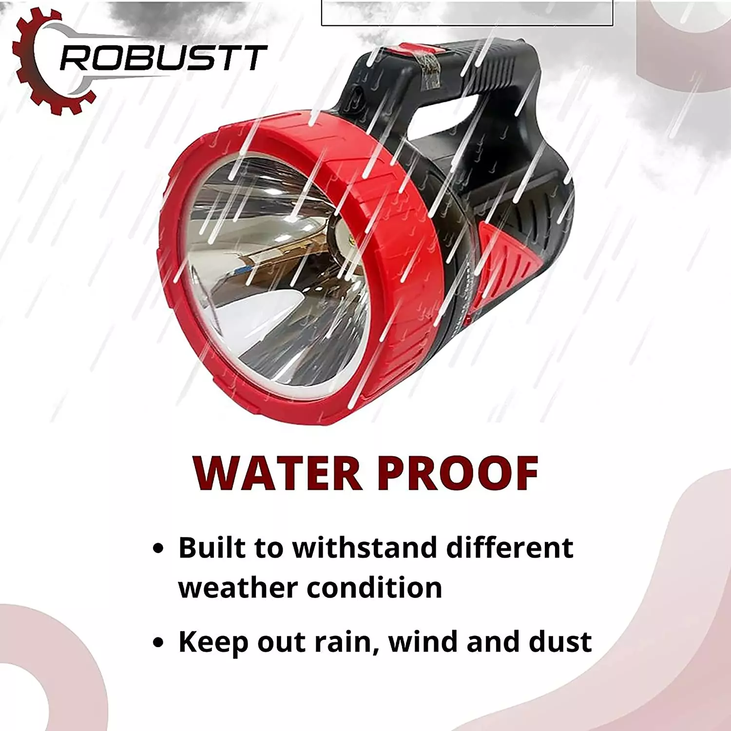 Robustt 75 watt ABS Plastic Material Portable Search Light with 500 Mtr Range Assorted  DESIGN -2