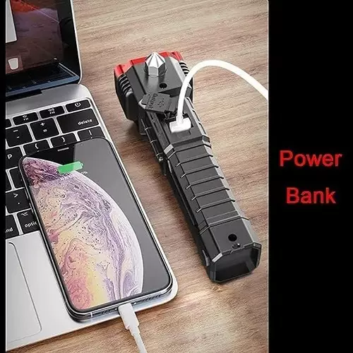CATRON Rechargeable Torch Light with Mobile USB Fast Charger Power Bank Black, Ron-632