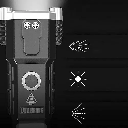 CATRON Rechargeable Torch Light with Mobile USB Fast Charger Power Bank Black, Ron-632