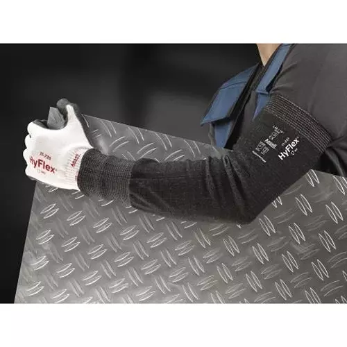 Ansell HyFlex 11-250 Narrow Type Cut Resistant Sleeve Knitwrist without Thumbslot Black Size 18 (Pack of 50 Piece)