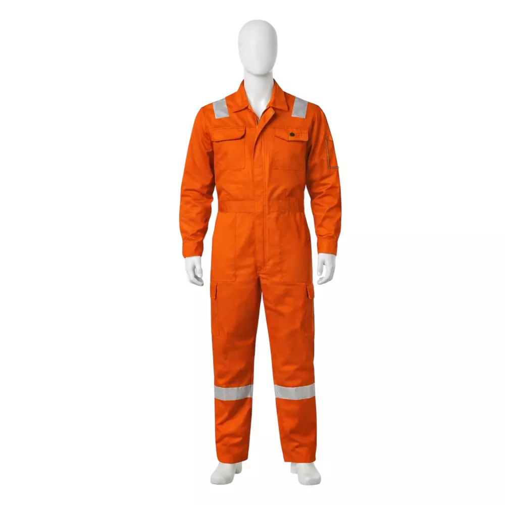 Kavachanam Safety Boiler Suit M Size Orange Cotton Full Sleeves for Industrial Use, K-DHRUV-OC240M001