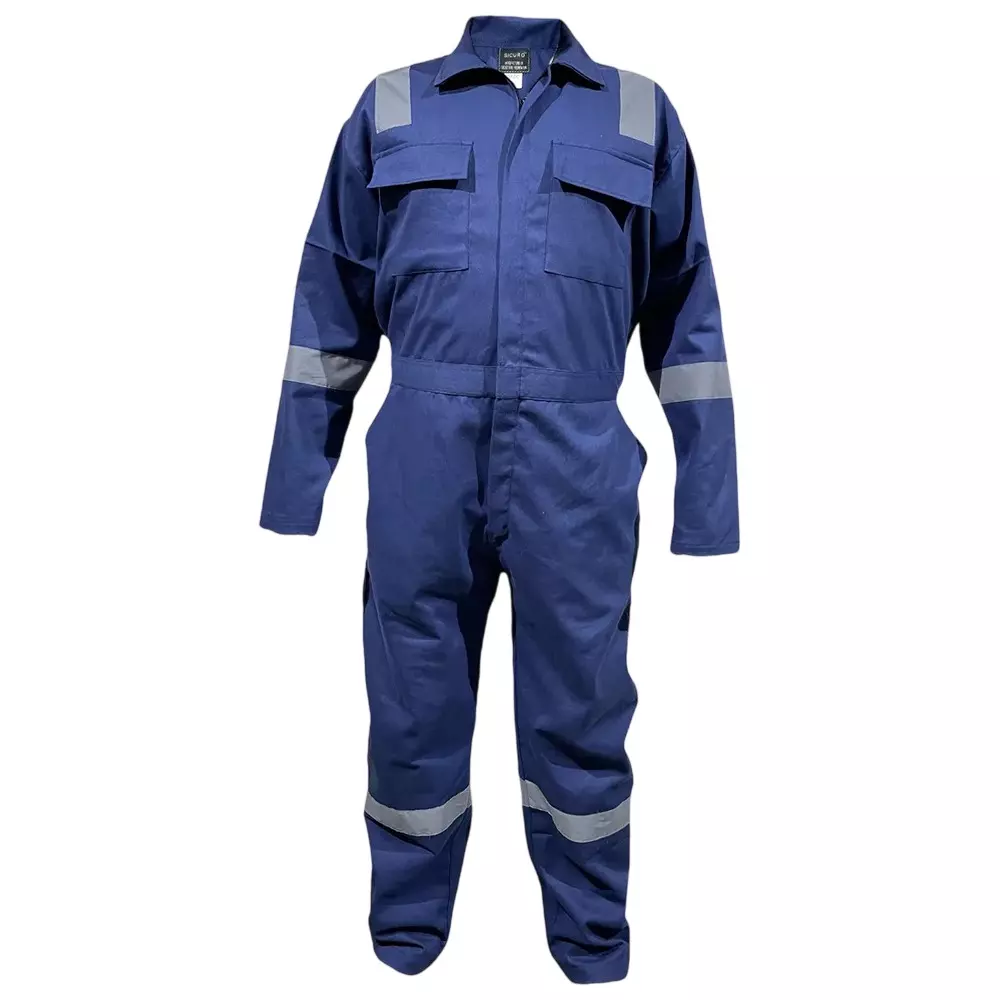 Sicuro Coverall II Cotton Boiler Suit with Reflective Strips II, Blue 5 Pocket Size L