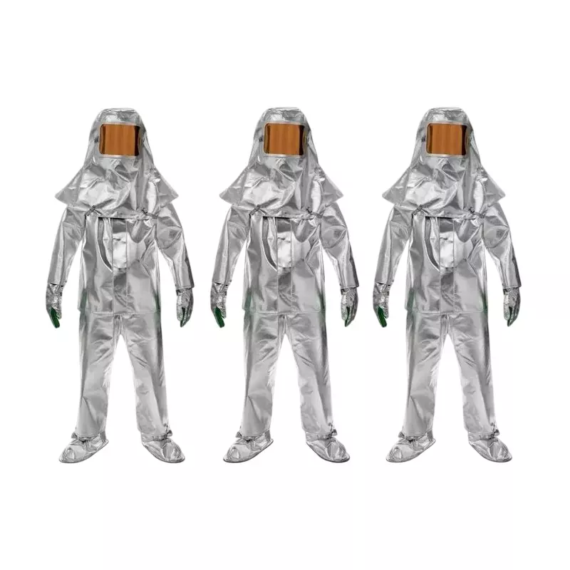GENERIC Heat & Fire Protection Suit with Complete Kit Aluminium Silver Free Size (Pack of 3)