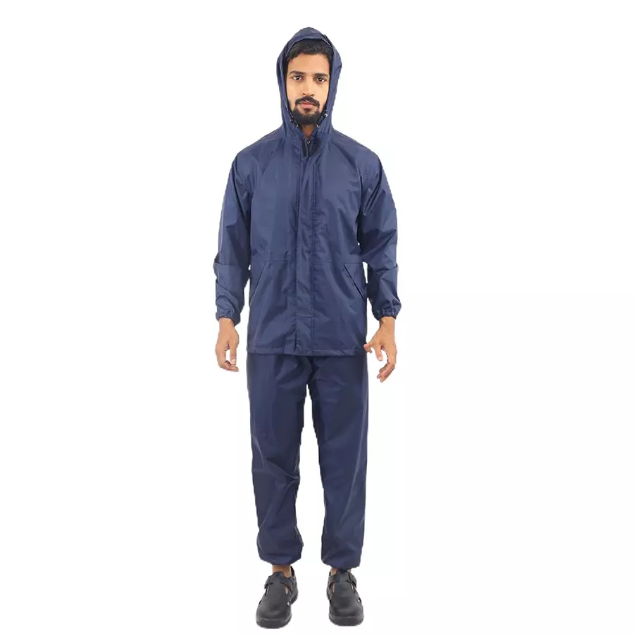 Mallcom Nimbus Rainwear Garment Set Full Sleeve & Zipper NavyBlue Size - M