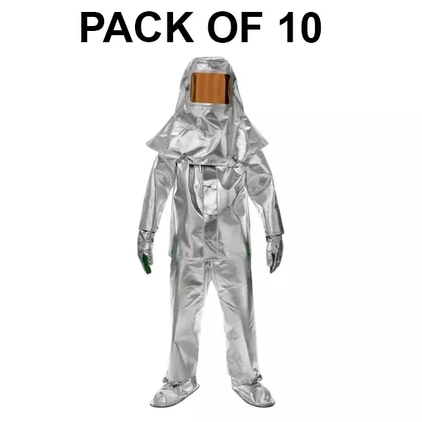 GENERIC Heat & Fire Protection Suit with Complete Kit Aluminium Silver Free Size (Pack of 10)
