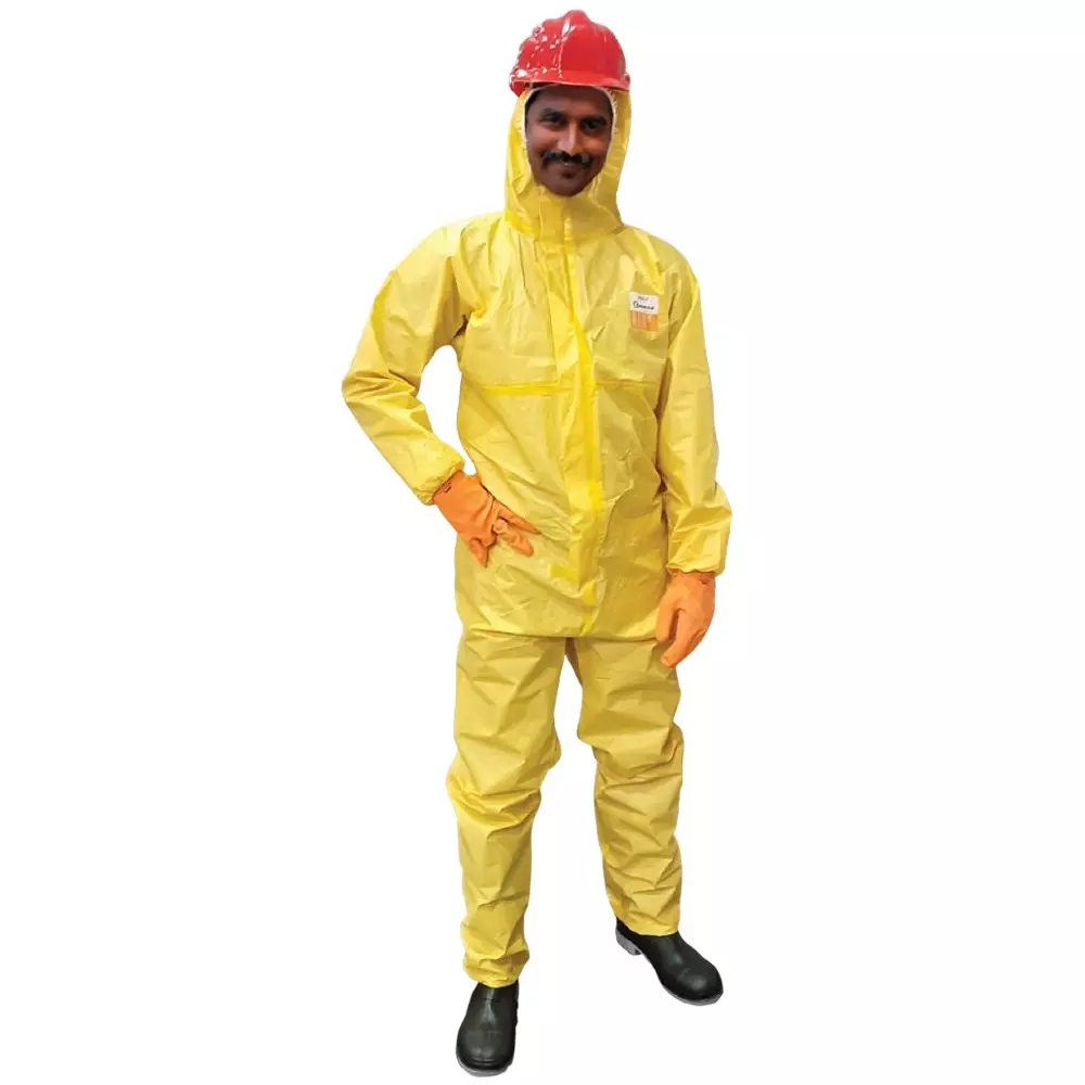 Udyogi Kem-Shield Protective Coverall Only 3 & 4 Liquid-Spray and Liquid-Jet Tight Connections Yellow Size M, KS400C