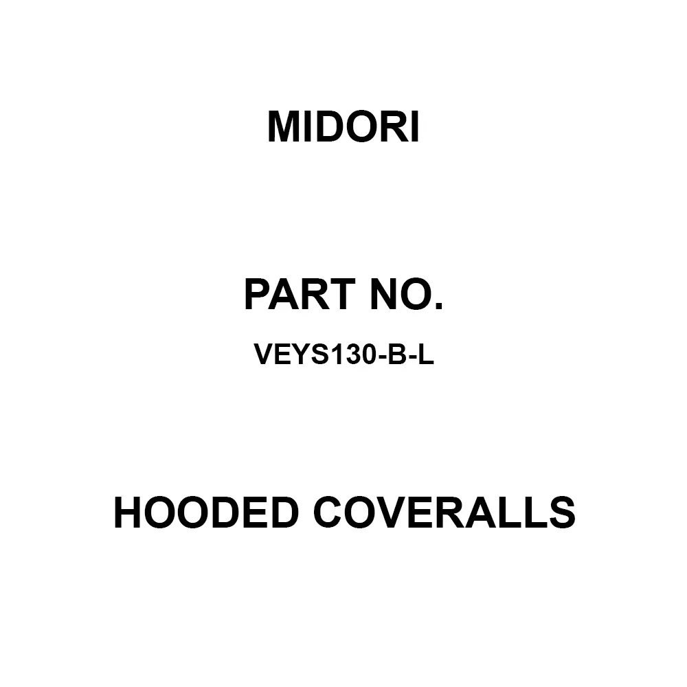 MIDORI Hooded Coveralls 80 cm Inside Leg Length Blue, VEYS130-B-L