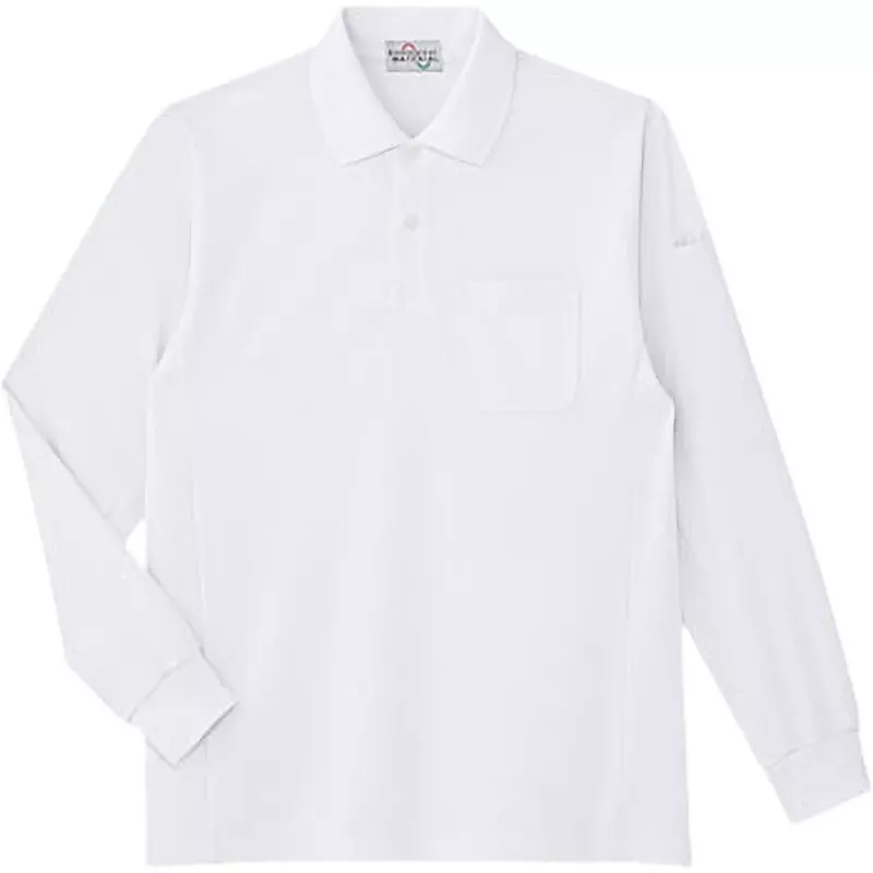 MIDORI Long Sleeve Polo Shirt White M Size 104.0 cm Chest Circumference, PS210-UE-M