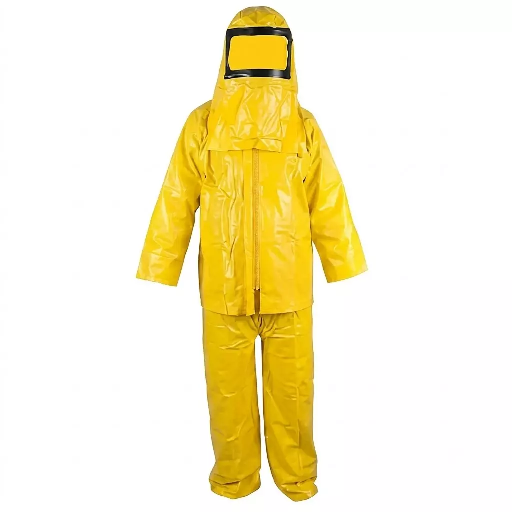 ANGELSAFE PVC Suit Zipper Type Free Size Yellow Color Acid & Chemical Resistant for Industrial Usage (Pack of 5)
