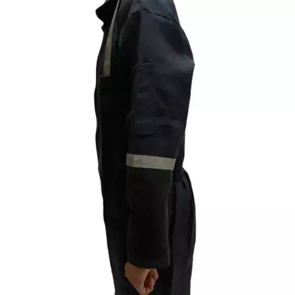 GENERIC RT-02 Blended Polyester Cotton Navy Blue Safety Boiler Suit with Grey Reflective for Men Size L (Pack of 5)
