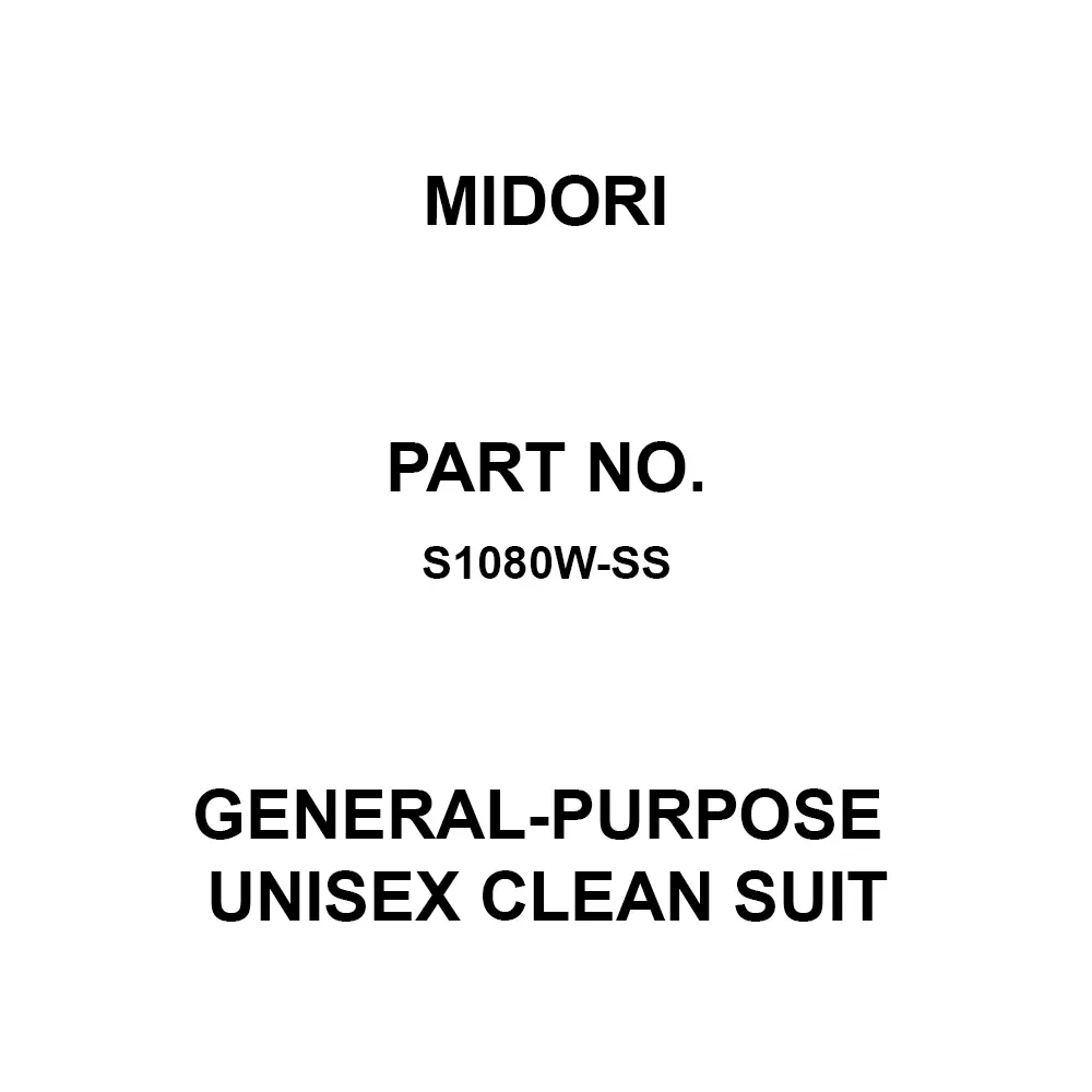 MIDORI General-Purpose Unisex Clean Suit 64 cm Inside Leg Length White, S1080W-SS