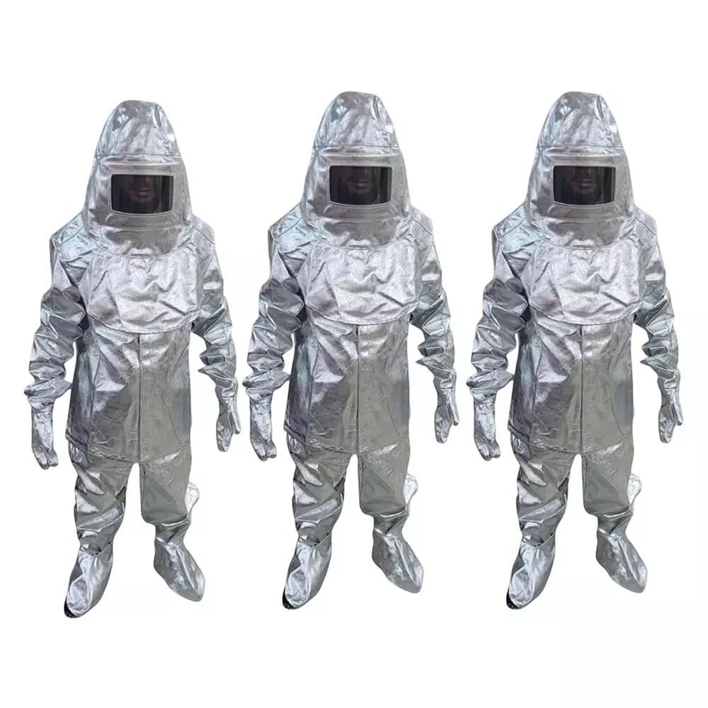 GENERIC Heat & Fire Protection Suit with Complete Kit Aluminium & Kevlar Silver Free Size (Pack of 3)