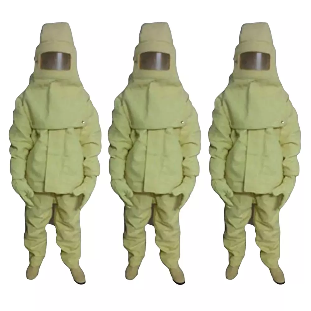 GENERIC Heat & Fire Protection Suit with Complete Kit Kevlar Yellow Free Size (Pack of 3)