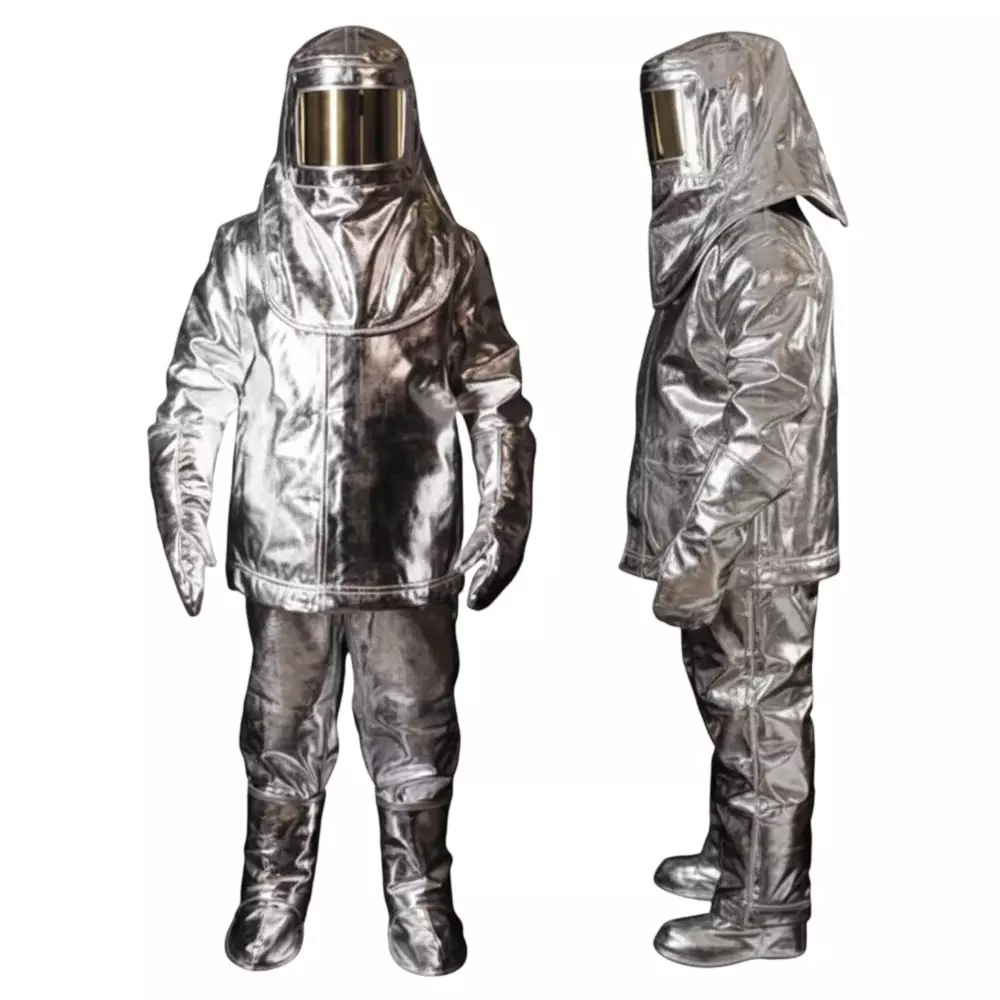 GENERIC Fire Proximity Suit 2-Layer Protection Aluminized Heat-Resistant Protective With IS-2745 Compliant Helmet Silver