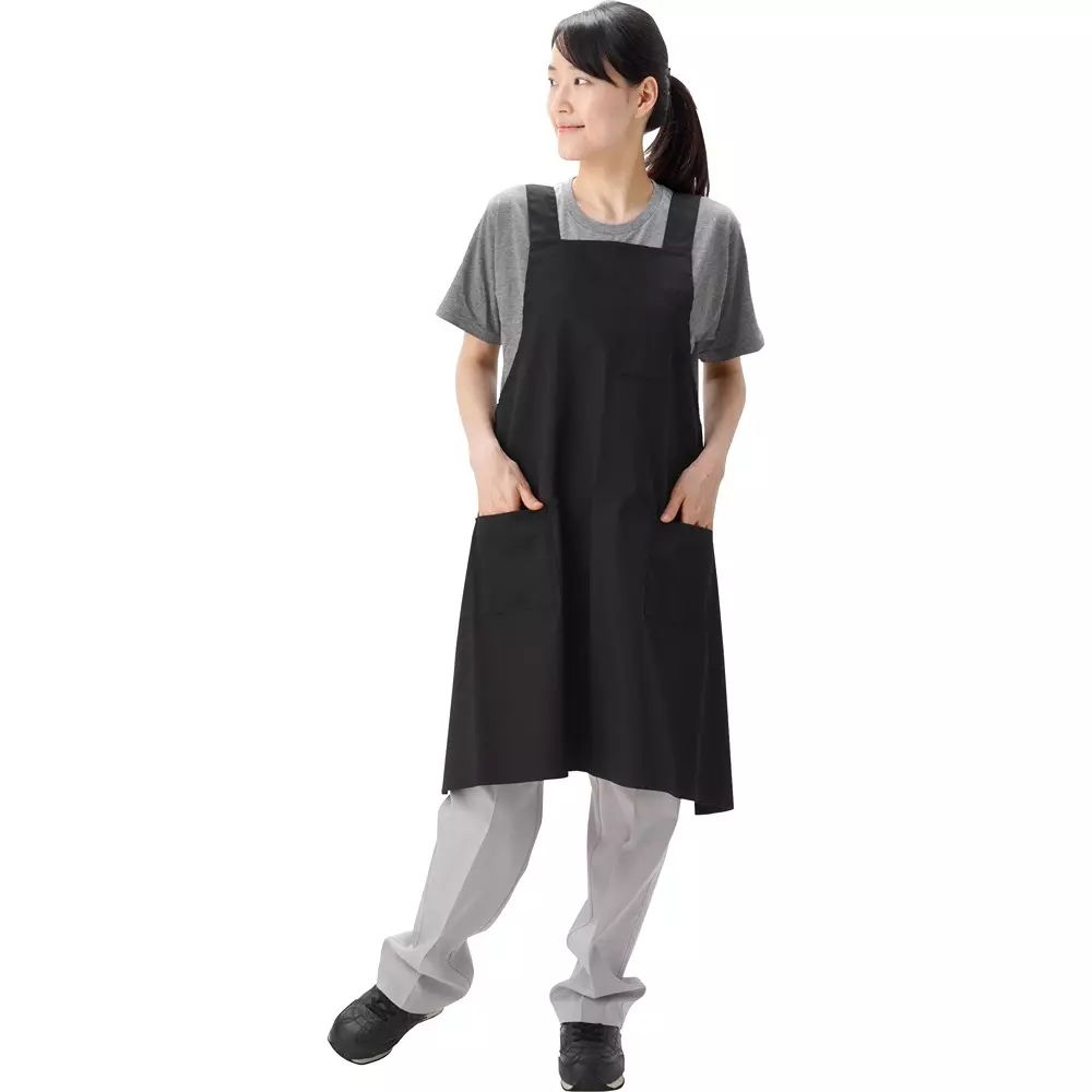 MonotaRO Apron Cotton Blend Box Type Black Free Size, 31377255