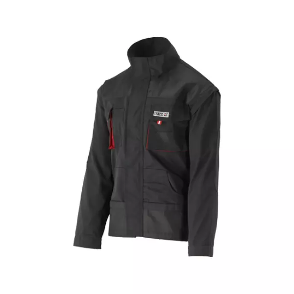 Yato Duero Series Work Jacket Black and Red Color, 65% Polyester, 35% Cotton Body and Small Size, YT-8020
