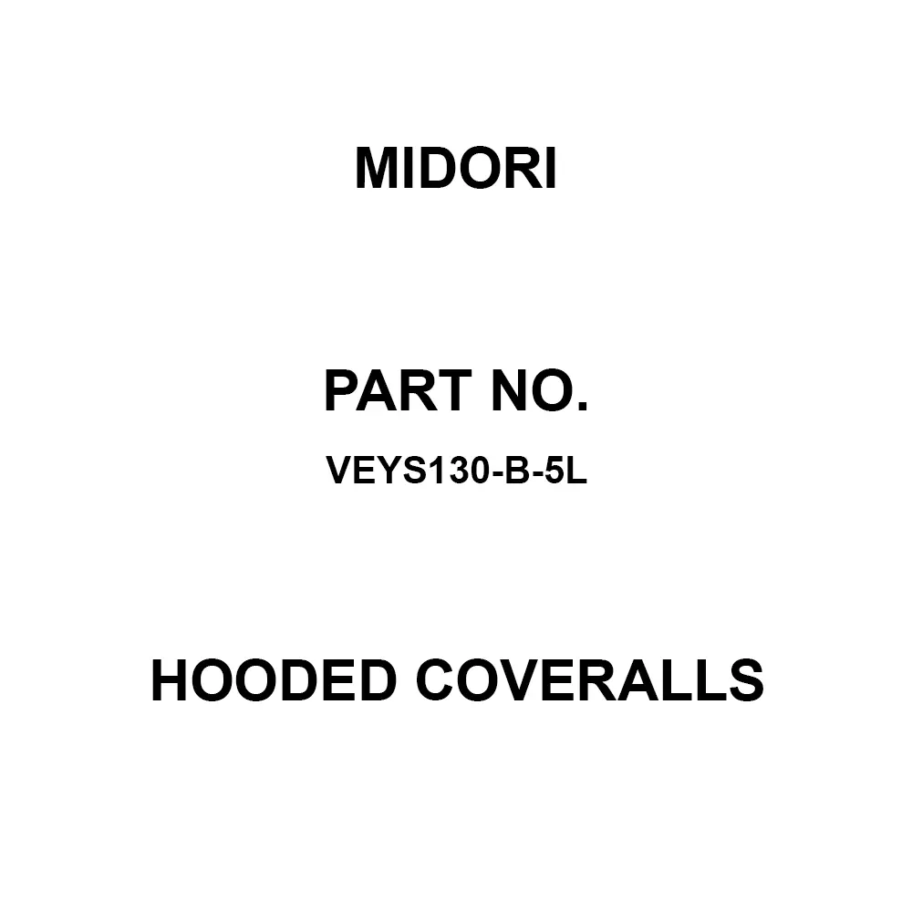 MIDORI Hooded Coveralls 88 cm Inside Leg Length Blue, VEYS130-B-5L