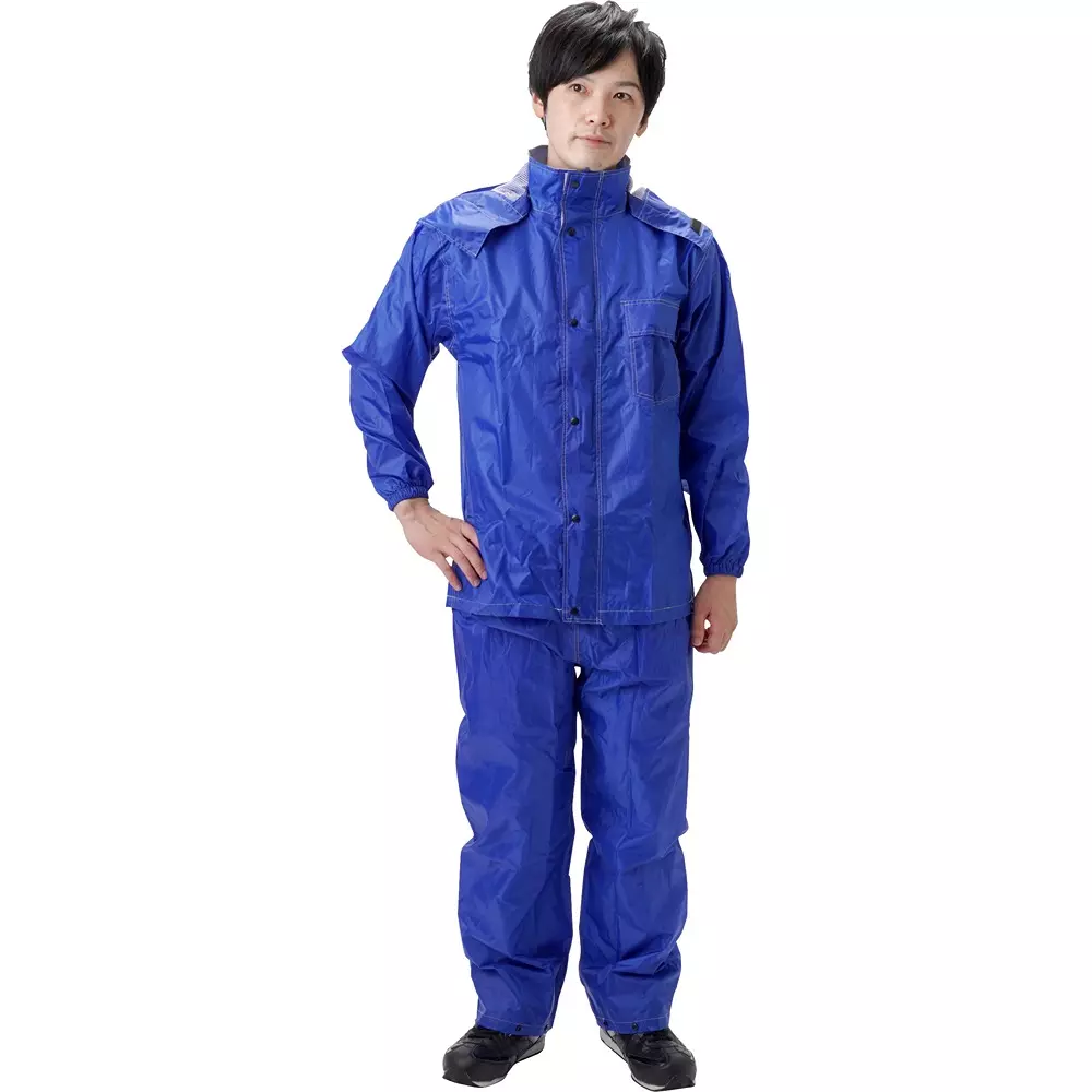 MonotaRO Lightweight Breathable Rain Suit Blue L Size, 52252534 (Set of 1 Pcs)