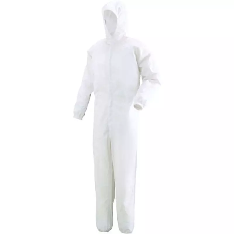 MIDORI Hood-Integrated Cleanware 124 cm Chest Circumference White LL, C1351W-LL