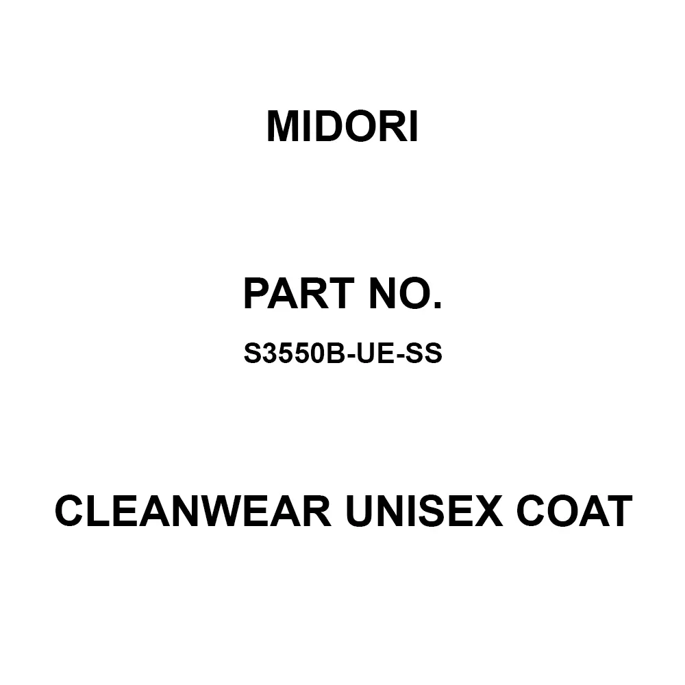 MIDORI Cleanwear Unisex Coat Polyester 100% 54 cm Sleeve Length SS, S3550B-UE-SS