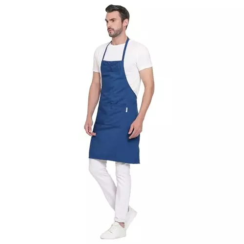 Uniformer Apron Blue Unisex Stylish Design Polycotton 2 Pockets for Chefs, Bakers & Home Cooks Use, (Pack of 12 Pcs)