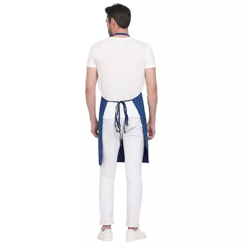 Uniformer Apron Blue Unisex Stylish Design Polycotton 2 Pockets for Chefs, Bakers & Home Cooks Use, (Pack of 12 Pcs)