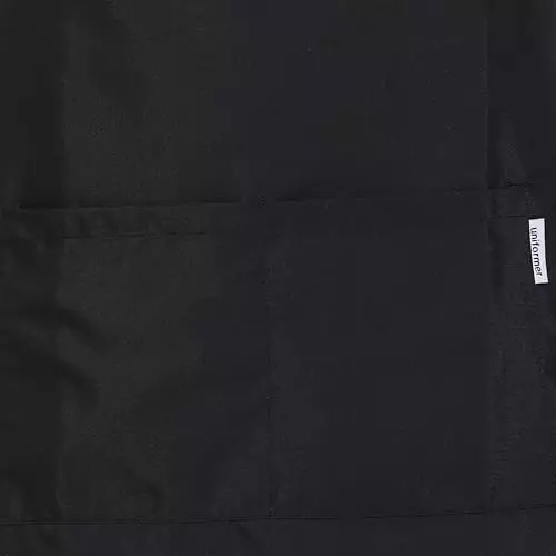 Uniformer Apron Black Unisex Stylish Design Polycotton 2 Pockets for Chefs, Bakers & Home Cooks Use, (Pack of 12 Pcs)
