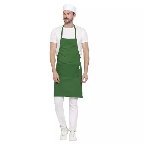 Uniformer Apron Green Unisex Stylish Design Polycotton 2 Pockets for Chefs, Bakers & Home Cooks Use, (Pack of 12 Pcs)