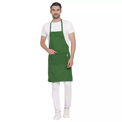 Uniformer Apron Green Unisex Stylish Design Polycotton 2 Pockets for Chefs, Bakers & Home Cooks Use, (Pack of 12 Pcs)