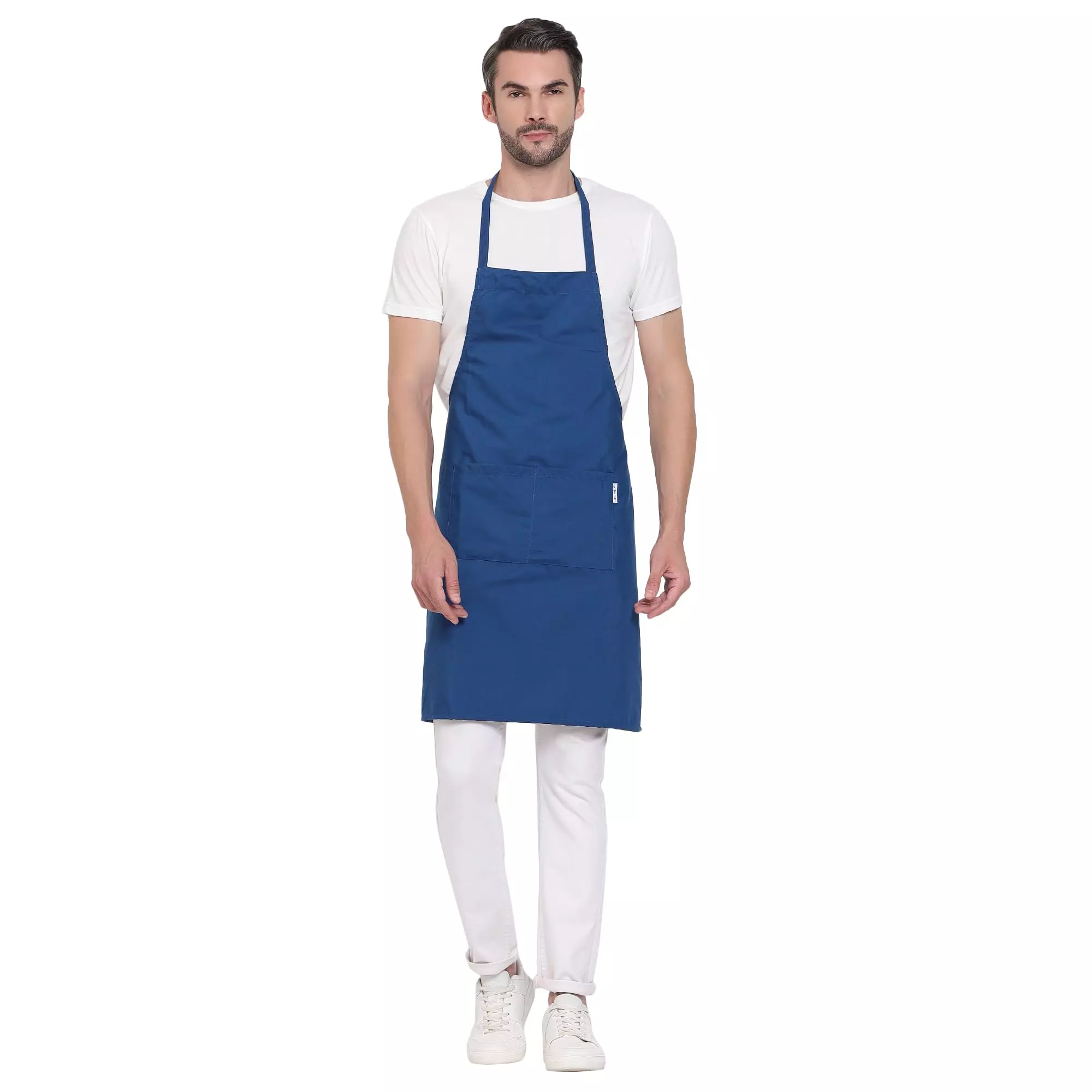 Uniformer Apron Blue Unisex Stylish Design Polycotton 2 Pockets for Chefs, Bakers & Home Cooks Use