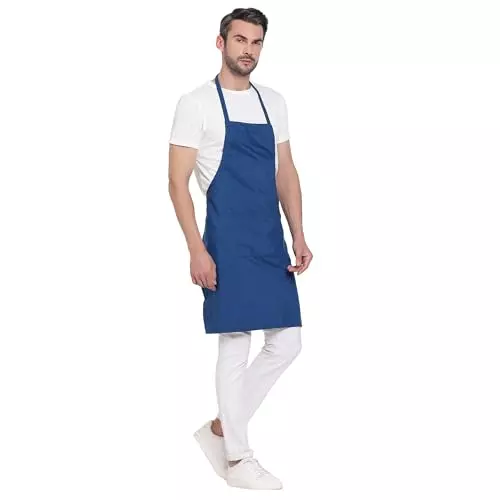 Uniformer Apron Blue Unisex Stylish Design Polycotton 2 Pockets for Chefs, Bakers & Home Cooks Use