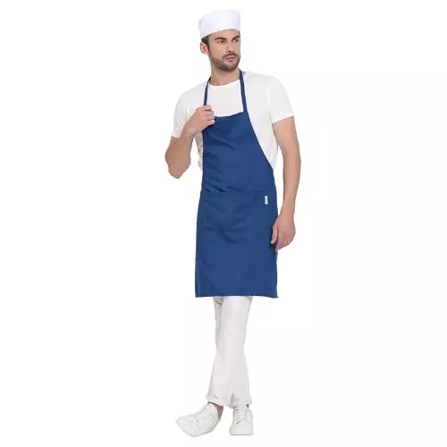 Uniformer Apron Blue Unisex Stylish Design Polycotton 2 Pockets for Chefs, Bakers & Home Cooks Use