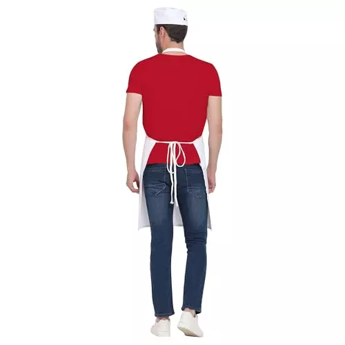 Uniformer Apron White Unisex Stylish Design Polycotton 2 Pockets for Chefs, Bakers & Home Cooks Use, (Pack of 12 Pcs)