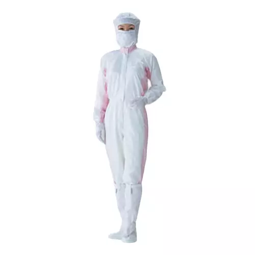 AS ONE Dust-Free Garment FC132B LL Size 100% Polyester White X Pink, FC132B