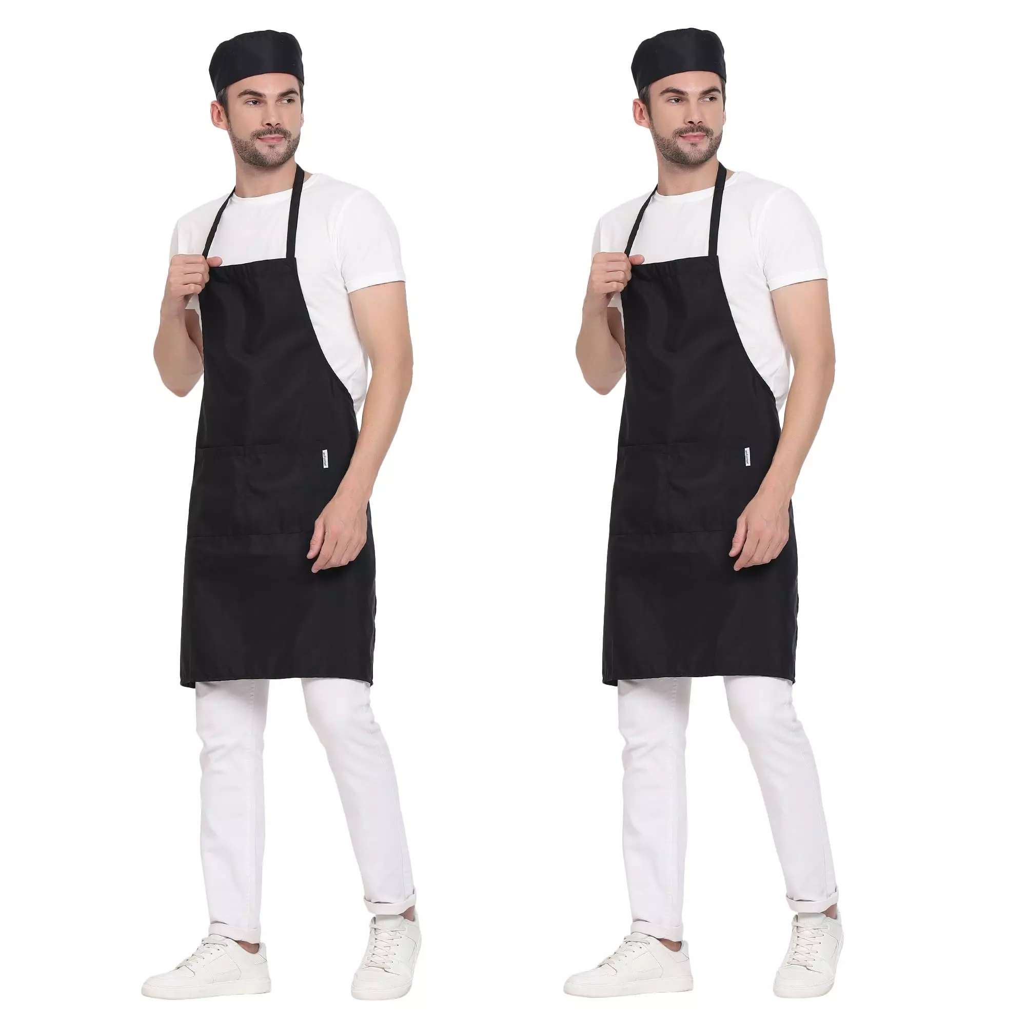 Uniformer Apron Unisex Stylish Design Polycotton 2 Pockets for Chefs, Bakers & Home Cooks Use, (Pack of 2 Pcs)