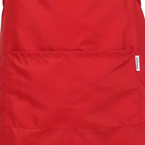Uniformer Apron Red Unisex Stylish Design Polycotton 2 Pockets for Chefs, Bakers & Home Cooks Use, (Pack of 12 Pcs)